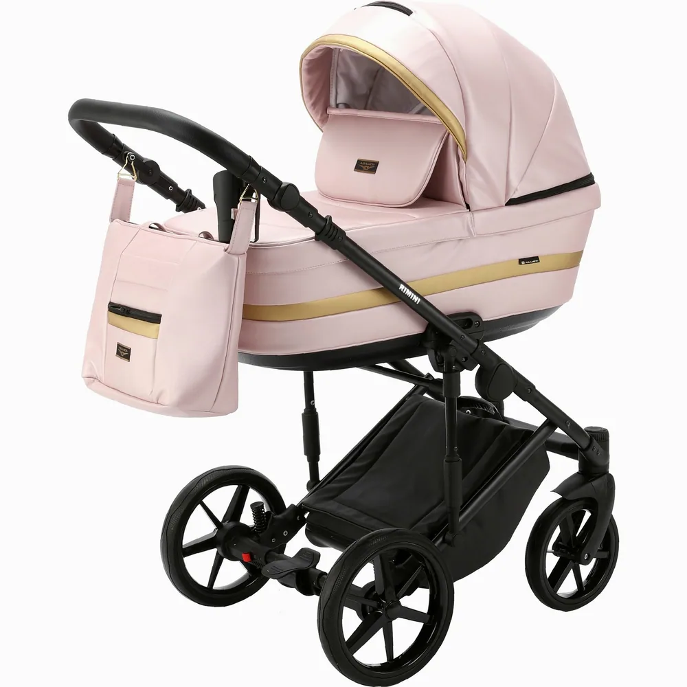 Коляска Adamex Rimini Deluxe 2 в 1 — нежно-розовый с золотом