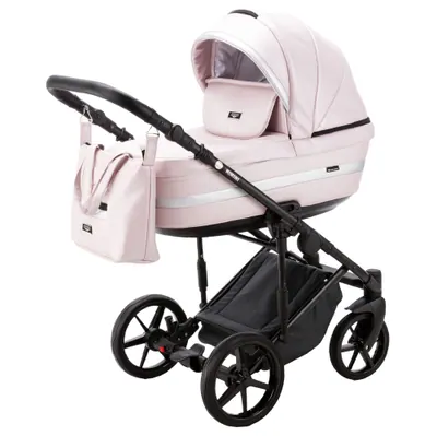 Коляска Adamex Rimini Deluxe 2 в 1, цвет RI245 (нежно-розовый с белым кантом)