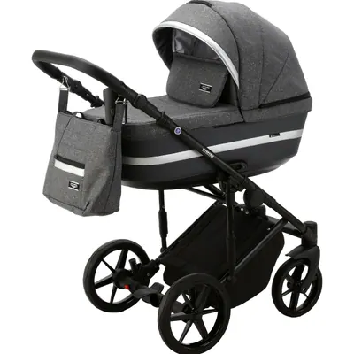 Коляска Adamex Rimini Lux 2 в 1, цвет RI11-LUX (графитовый меланж с белым кантом)