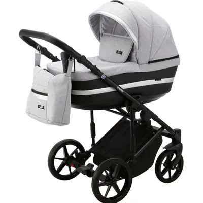 Коляска Adamex Rimini Lux 2 в 1, цвет RI13-LUX (светло-серый меланж с чёрным)