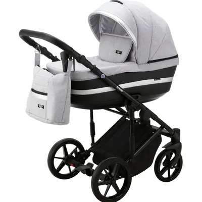 Коляска Adamex Rimini Lux 3 в 1, цвет RI13 (светло-серый меланж с чёрным глянцем)
