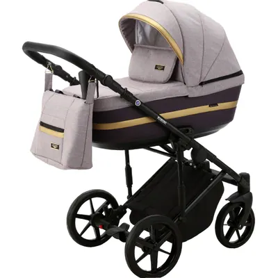 Коляска Adamex Rimini Lux 2 в 1, цвет RI14-LUX (пыльно-лиловый с баклажаном)