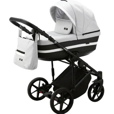Коляска Adamex Rimini Lux 2 в 1, цвет RI29-LUX (светло-серый с чёрным глянцем)