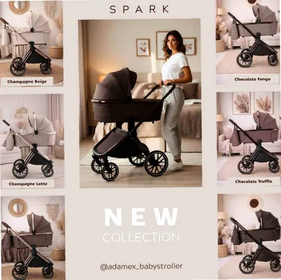 Коляска Adamex Spark Se, цвет палитра шампань и шоколад
