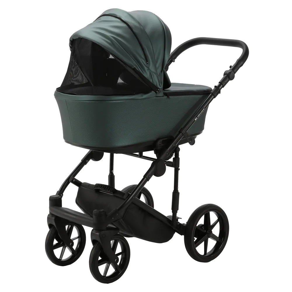 Коляска Adamex Zico Deluxe (100% кожа) 3 в 1 — тёмно-зелёный хвойный — фото 4