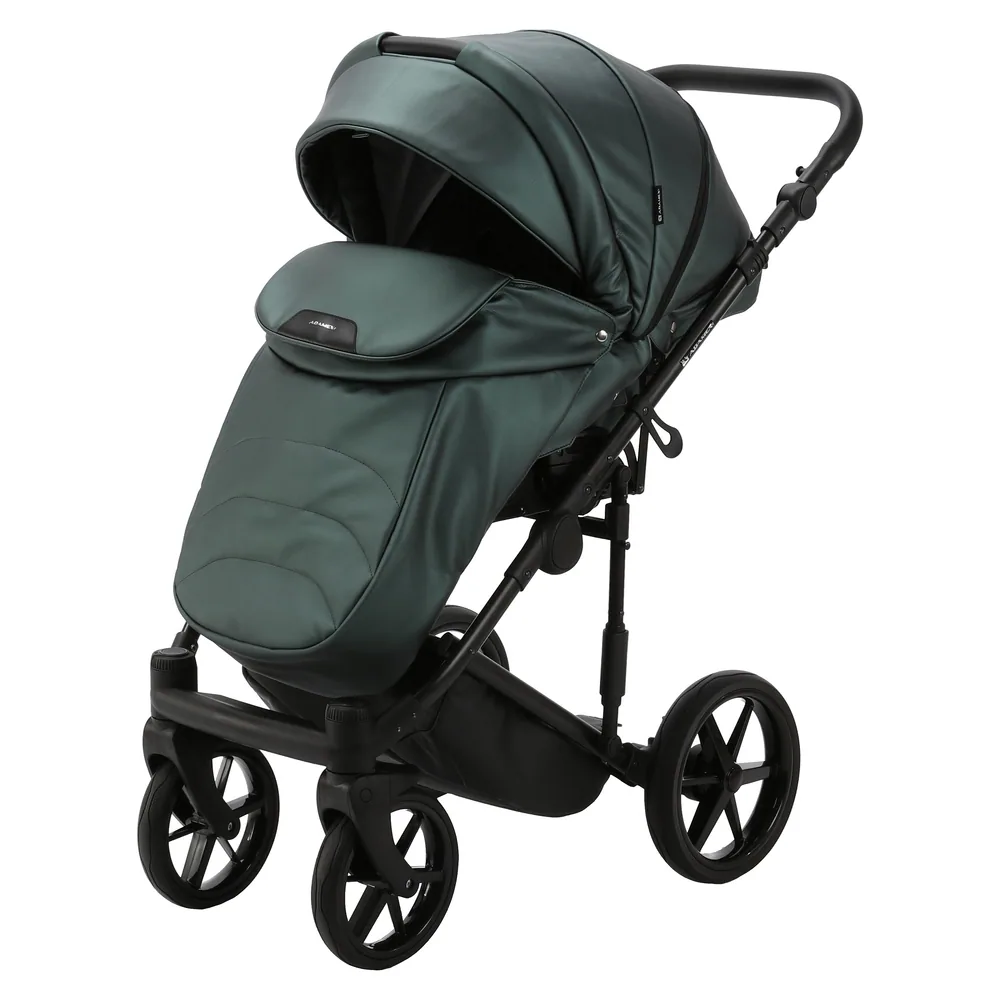 Коляска Adamex Zico Deluxe (100% кожа) 3 в 1 — тёмно-зелёный хвойный — фото 5