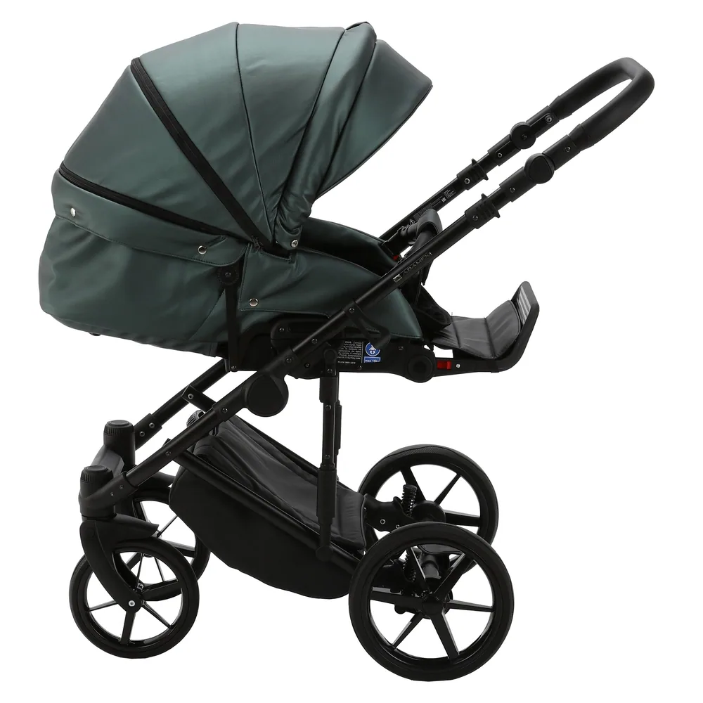 Коляска Adamex Zico Deluxe (100% кожа) 3 в 1 — тёмно-зелёный хвойный — фото 7