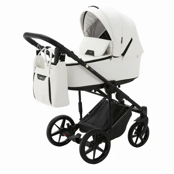 Коляска Adamex Zico Deluxe 2 в 1 — снежно-белый с чёрной рамой
