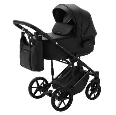 Коляска Adamex Zico Deluxe 2 в 1, цвет Z-SA2 (глубокий чёрный с графитовой вставкой)