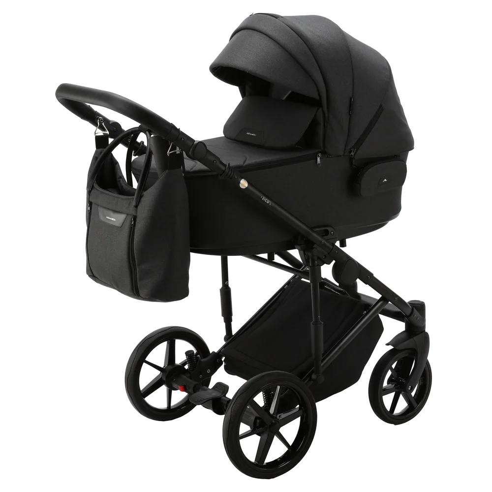 Коляска Adamex Zico 2 в 1, цвет ZICO TK-79 (тёмно-графитовый меланж)