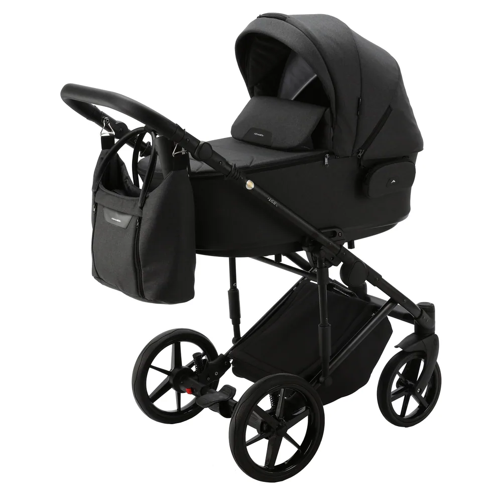 Коляска Adamex Zico 2 в 1, цвет ZICO TK-79 (тёмно-графитовый меланж) — фото 2